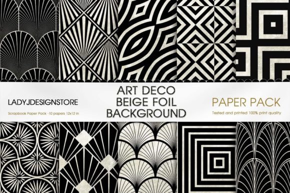 Art Deco Beige and Black Seamless