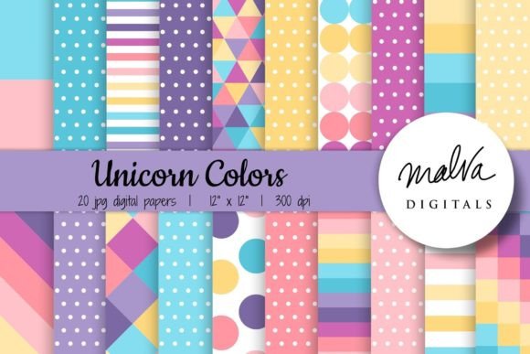 Bright Unicorn Colors Digital Papers