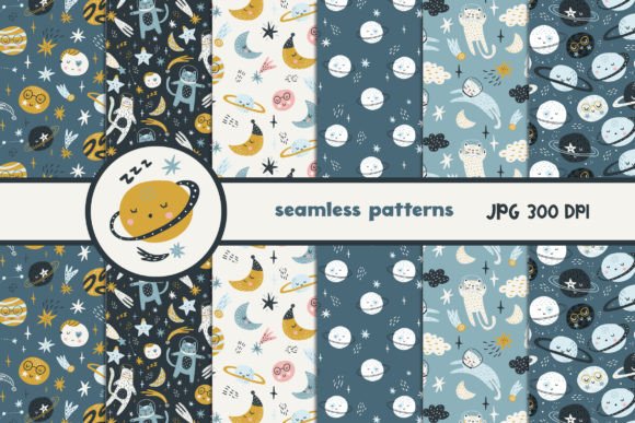 Cute Space Seamless Patterns for Creative and Practical Use