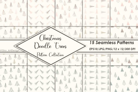 Doodle Christmas Tree Seamless Pattern
