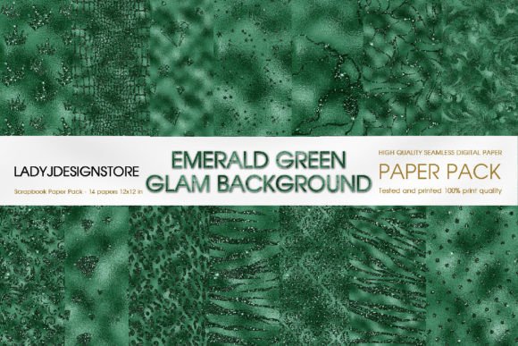 Emerald Glitter Glam Digital Paper: Elevating Creativity with High-Quality Design Assets