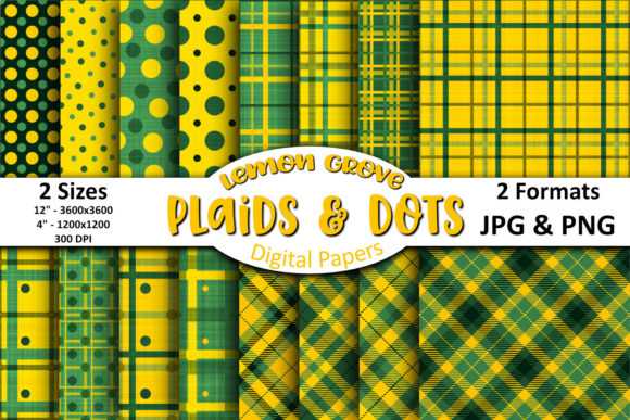 Lemon Grove Plaids Dots Digital Papers