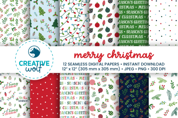 Merry Christmas Seamless Digital Papers