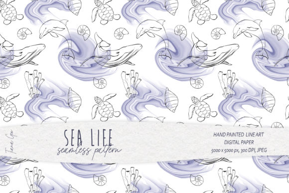 Nautical Alcohol Ink Seamless Pattern