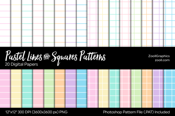 Pastel Lines and Squares Digital Papers