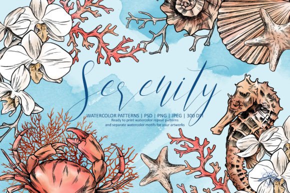 Serenity Watercolor Ocean Set