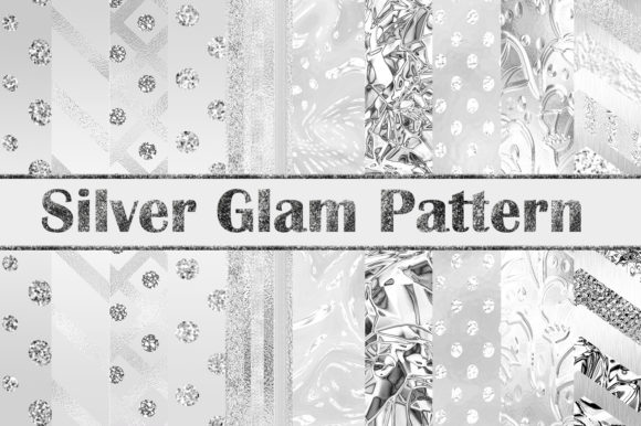 Silver Shiny Glam Pattern Digital Papers