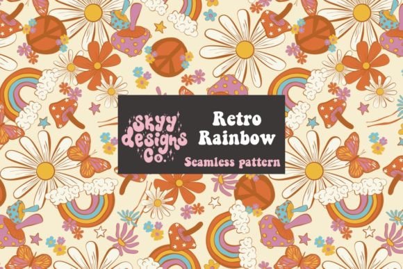Vintage Retro Rainbow Seamless Pattern