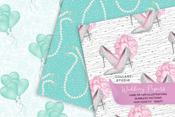 Wedding Day Digital Papers, Seamless – Original Art for Creative Projects